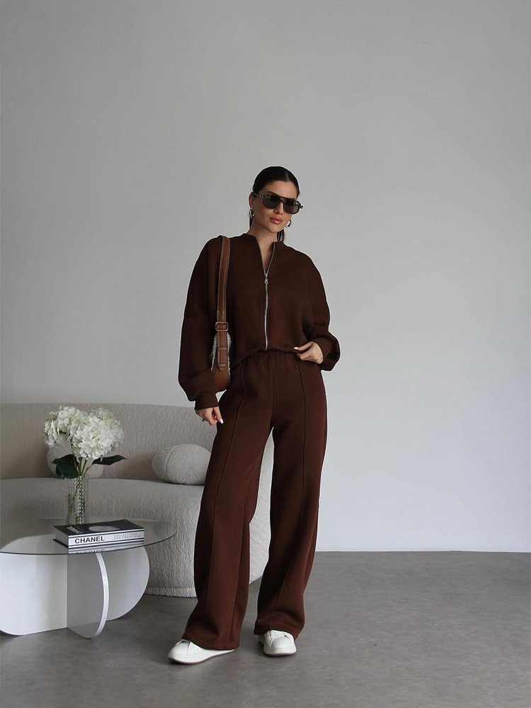 Women's Casual Two-Piece Cardigan and Pants Set Long Sleeve Streetwear