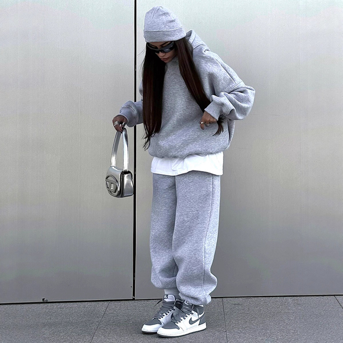 Women's Casual Sporty Hoodie and Skinny Pants Two-Piece Set