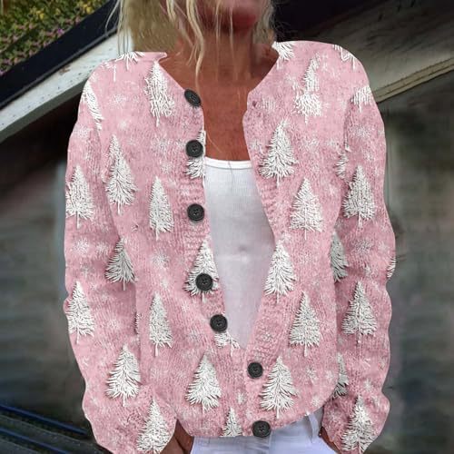 Women's Winter Forest Snowman Print Button Cardigan Sweater