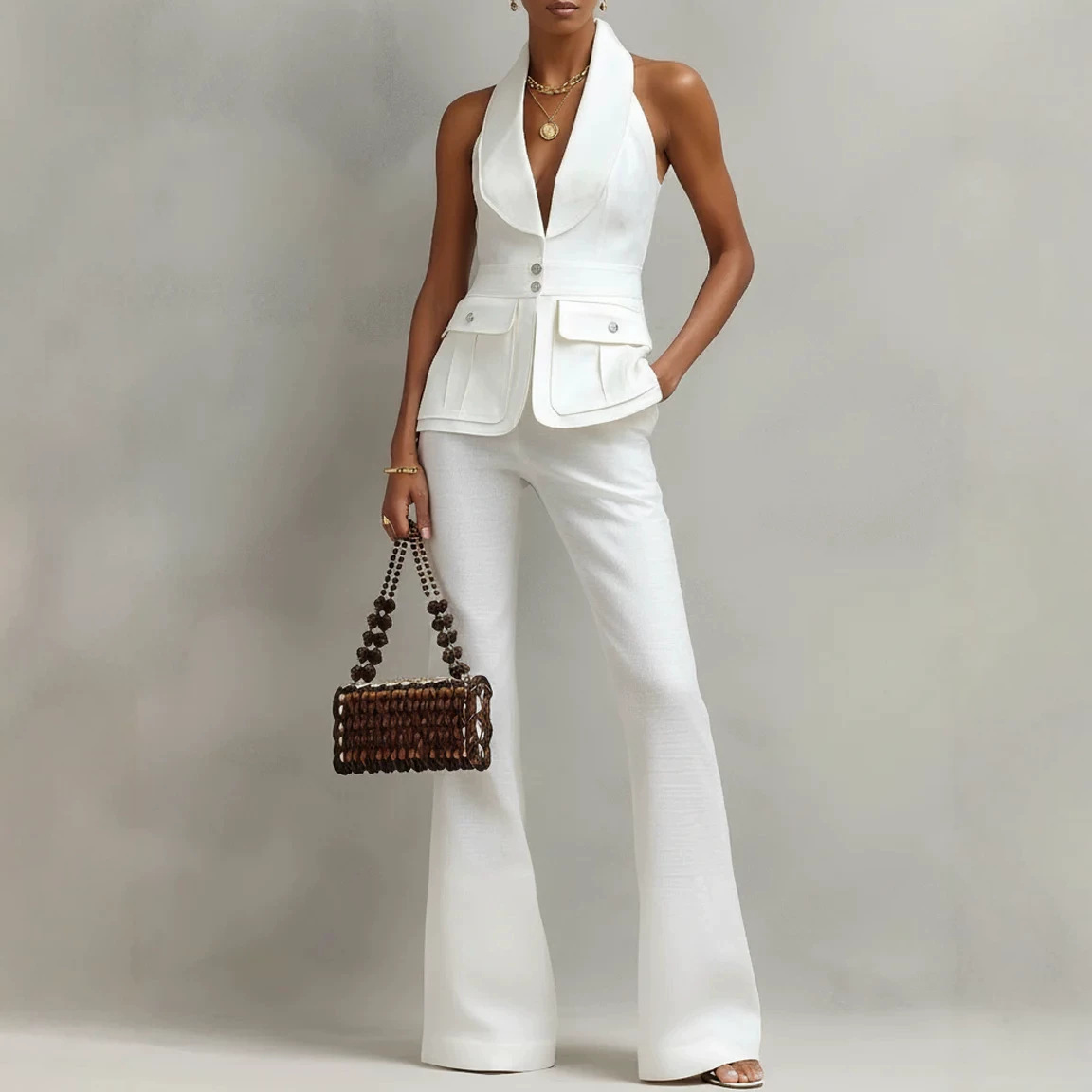 Women's Sleeveless High-Waist Minimalist Two-Piece Set