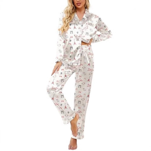 Women's Cuban Collar Leopard Print Long Sleeve Shirt Set