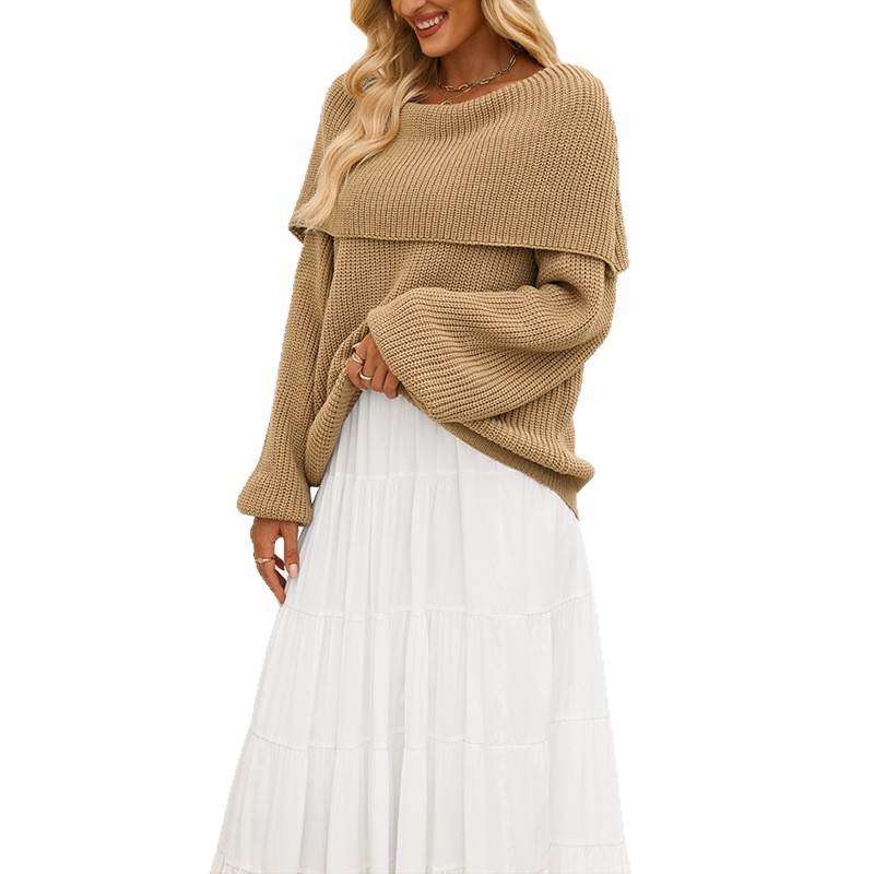 Women's Off-Shoulder Knit Sweater Loose Pullover
