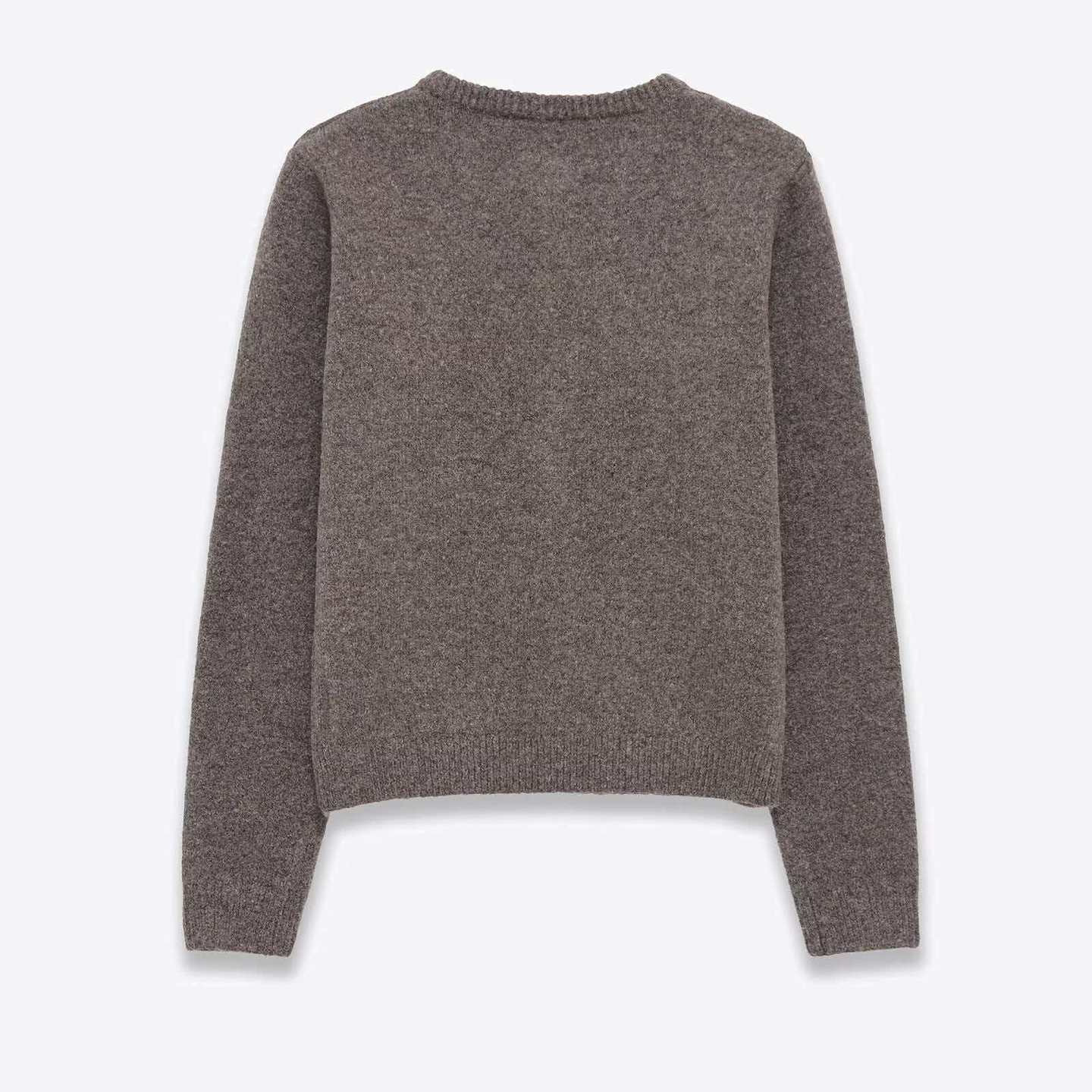 Women's Retro Dark Gray Crewneck Knit Cardigan