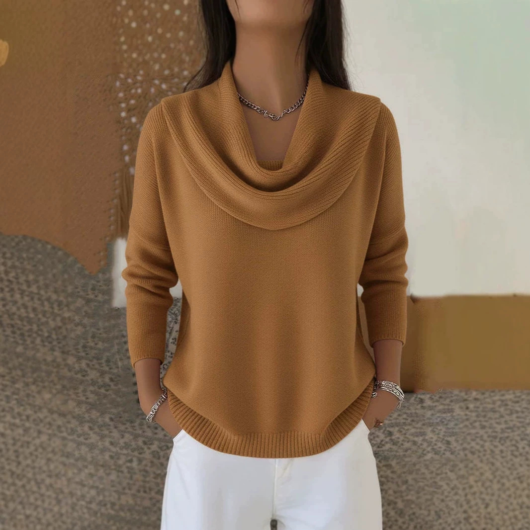 Women's Solid Color Long Sleeve Knit Sweater
