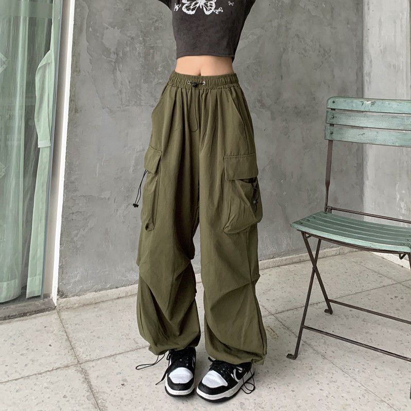 American Retro Cargo Pants for Women Straight Leg Loose Fit