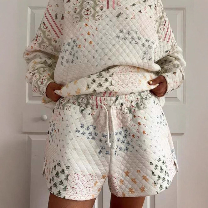 Women's Plaid Colorblock Sweatshirt and Pants Set