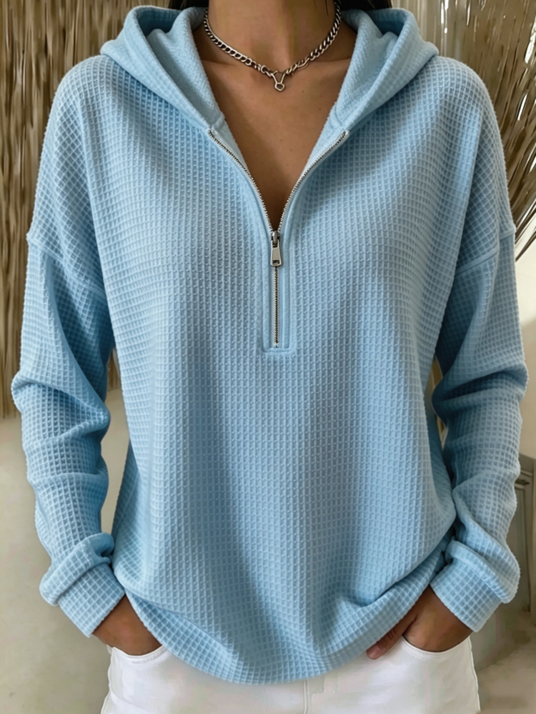 Women's Waffle Knit Zip-Up Hoodie
