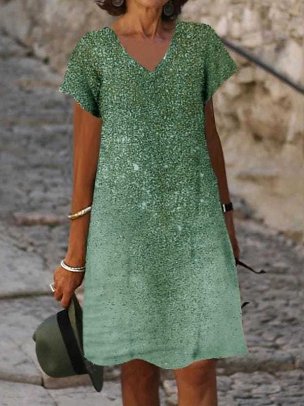 Women's Vintage Short Sleeve Midi Dress