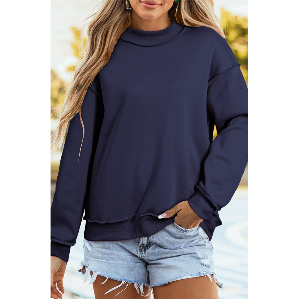 Women's Loose Solid Crewneck Pullover Sweatshirt Casual Long Sleeve