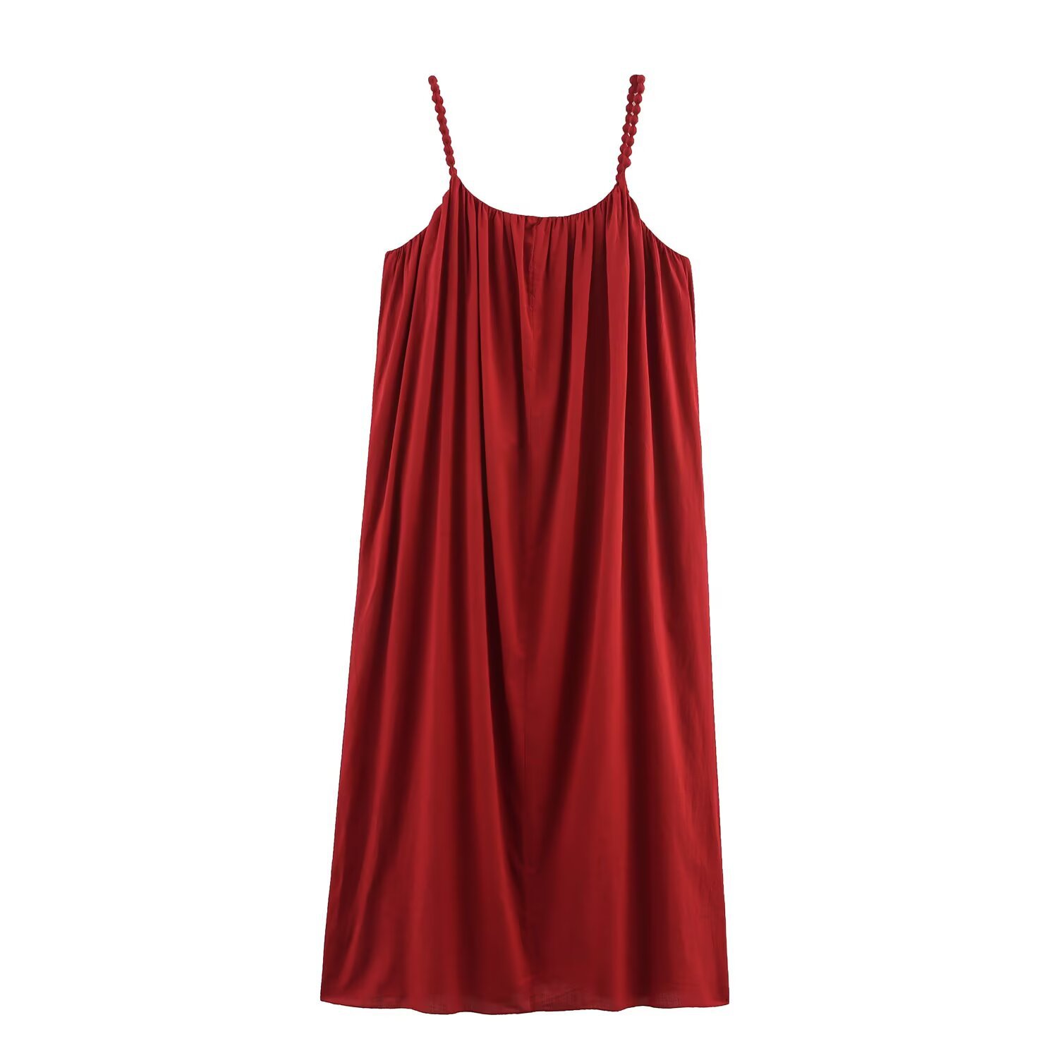 Beaded V-Neck Cami Dress High Waist A-Line Midi
