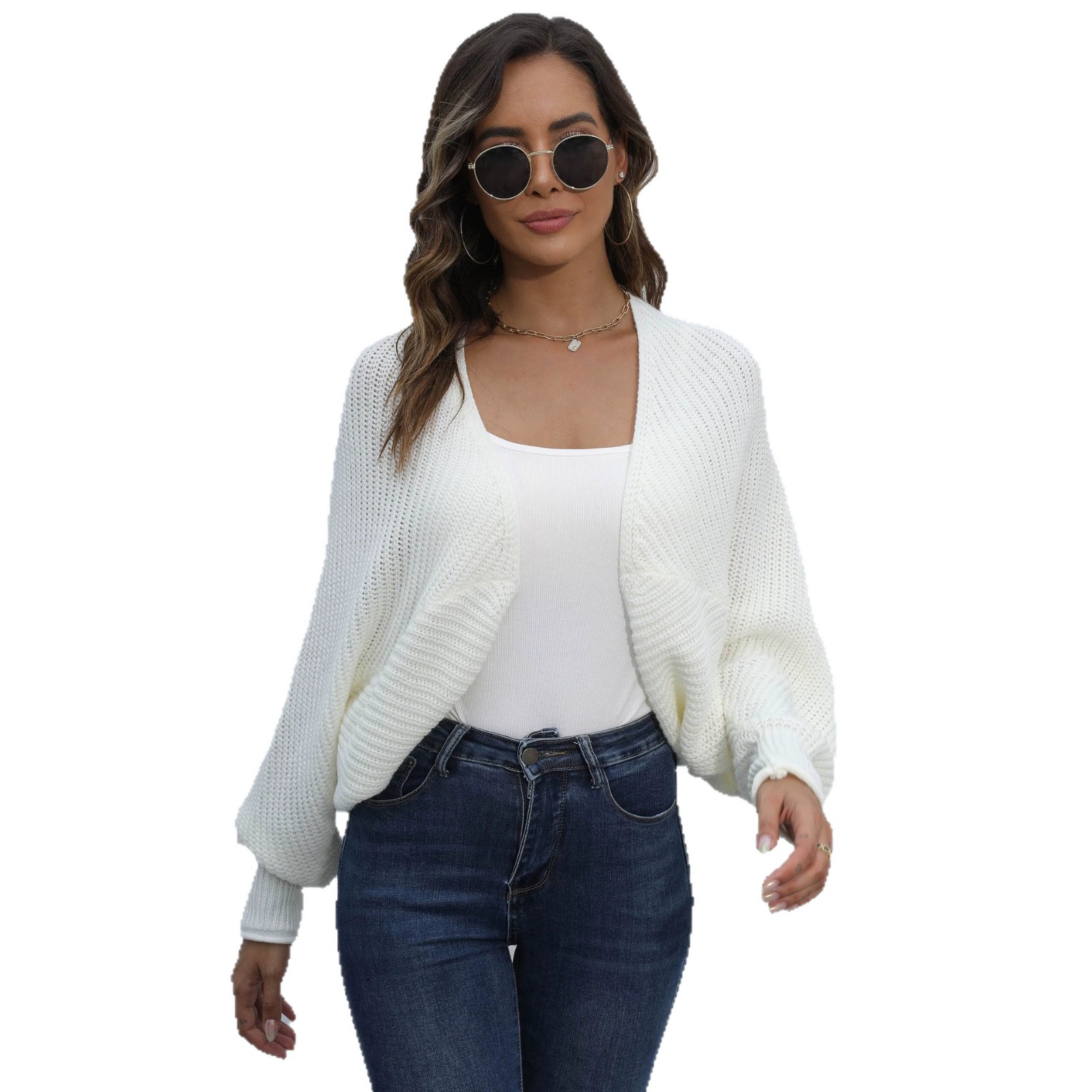 Batwing Sleeve Irregular Cardigan Sweater Short Jacket