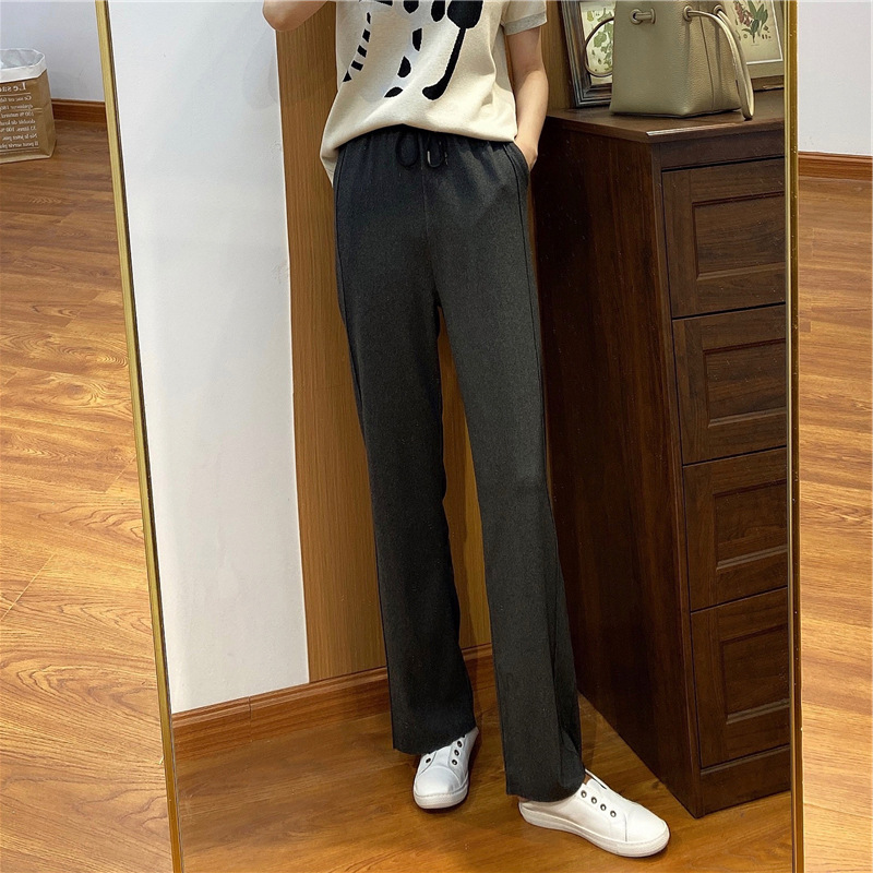 Women's Wide-Leg High-Waist Ice Silk Pants Straight-Leg Petite-Friendly