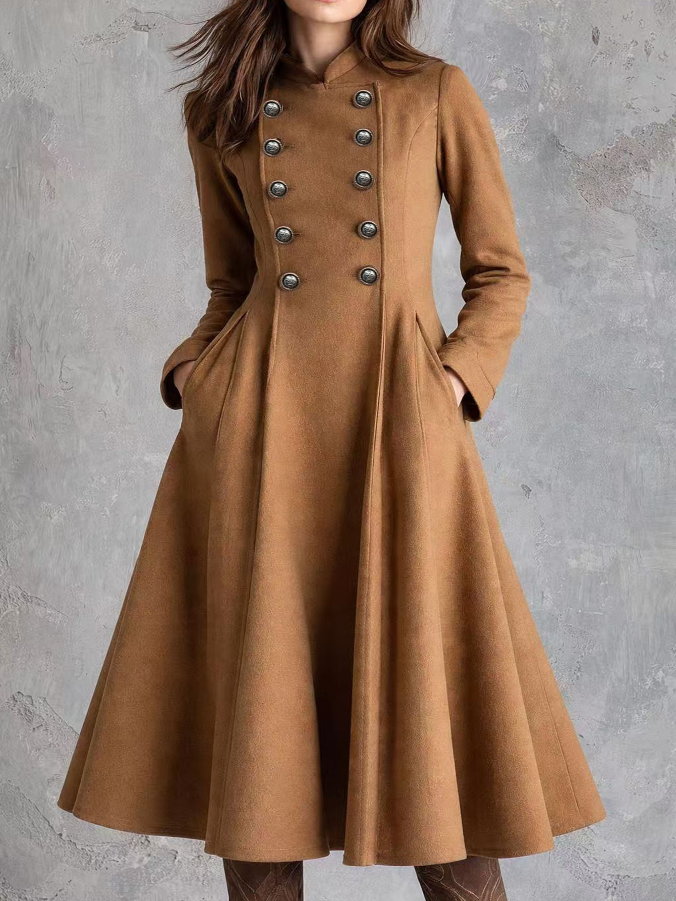 Solid Faux Suede Waist-Cinching Midi Dress