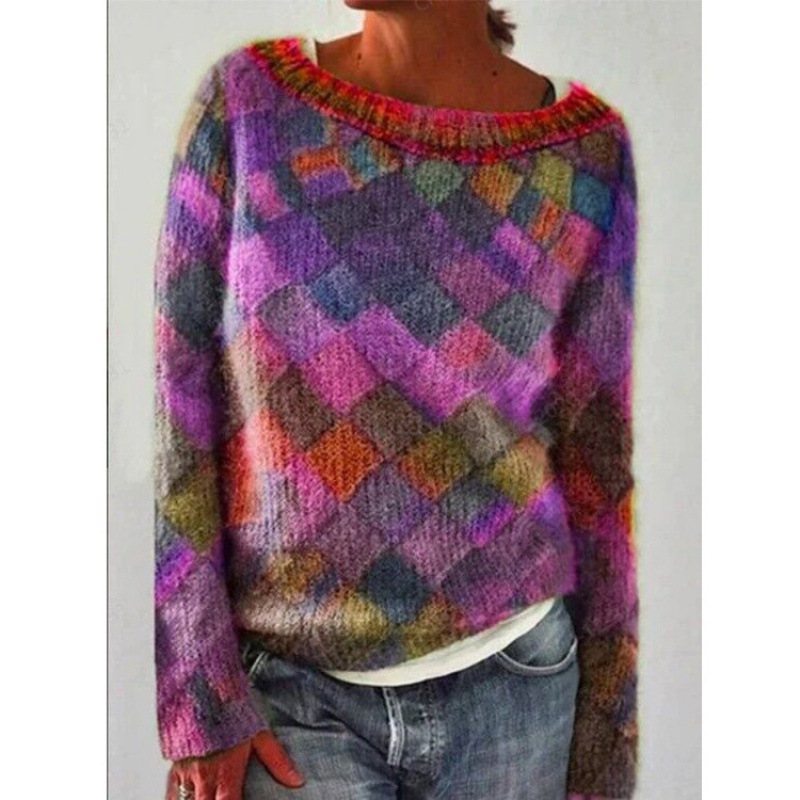 3D Print Women's Crewneck Pullover Sweater Long Sleeve Knit Top