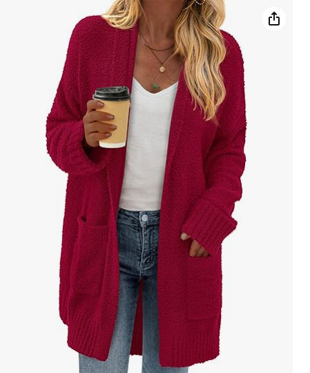Korean Velvet Pocket Knit Cardigan Solid Loose Sweater Coat