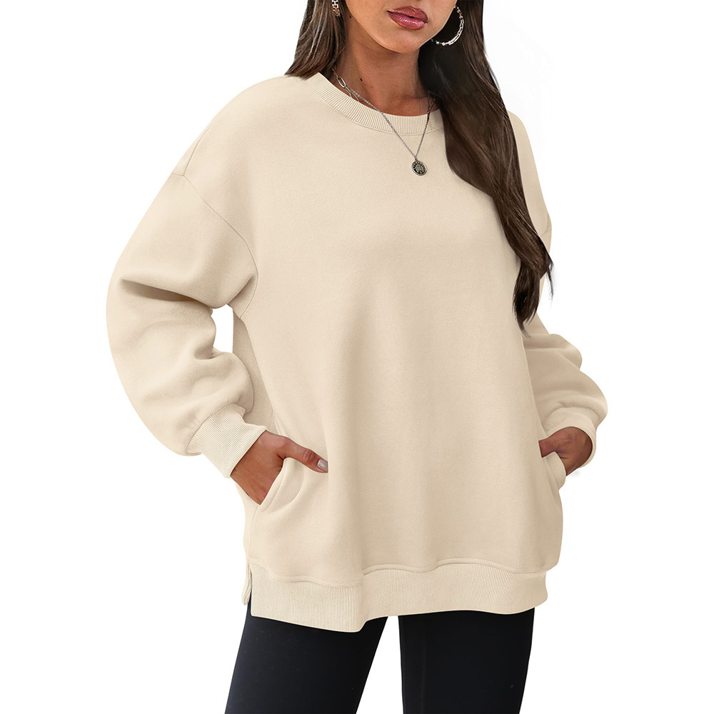 Women's Fleece Crewneck Pullover Sweatshirt Y2K Colorblock