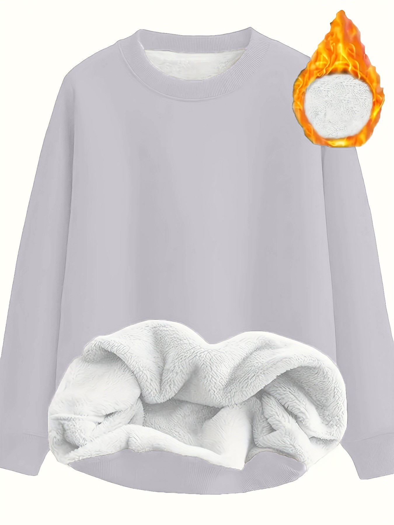 Women's Solid Color Long Sleeve Crewneck Pullover Sweatshirt
