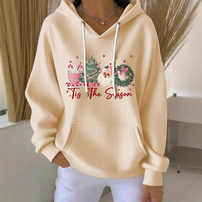 Women's Christmas Santa Tree Ice Cream Print Hoodie