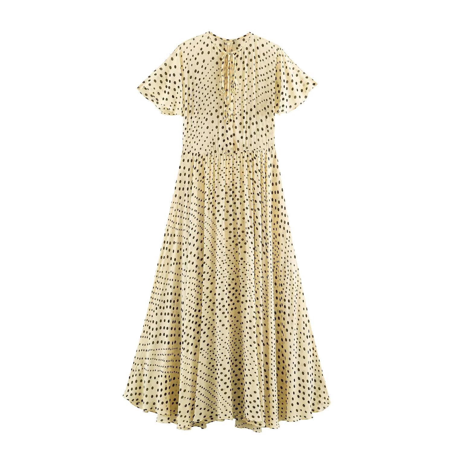Women's Polka Dot High-Waist Bodycon Dress Sleeveless Off-Shoulder