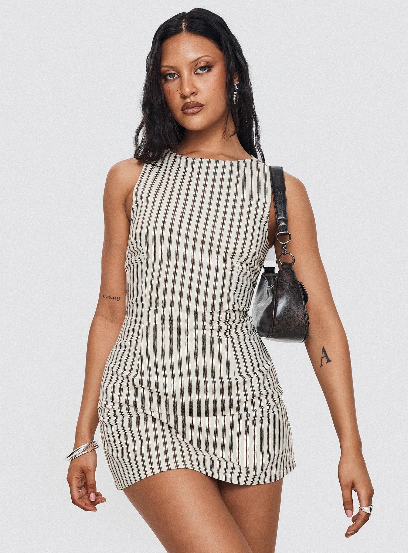 Striped Sleeveless Round Neck Midi Dress