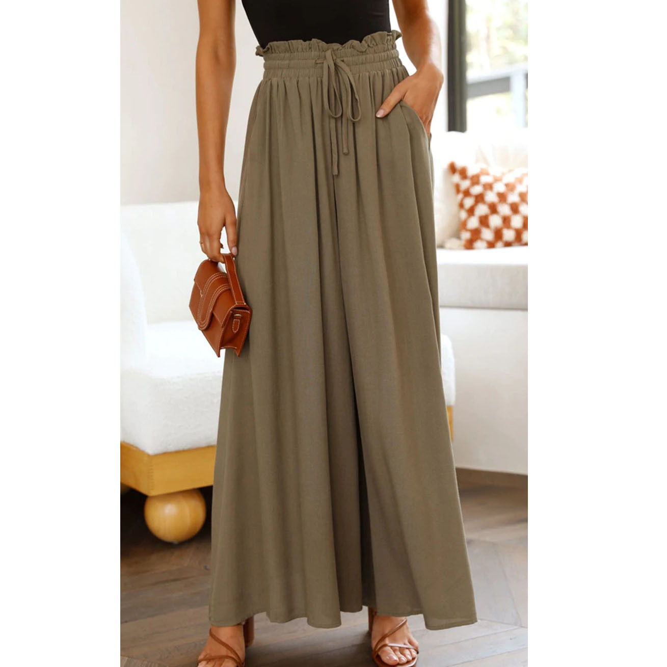 Women's Wide-Leg Casual Pants High Waist Loose Fit