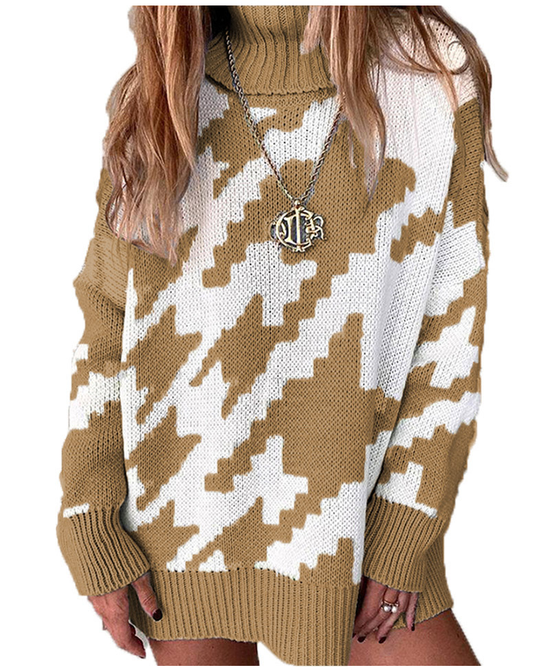 Women's Color-Block Collared Midi Knit Sweater