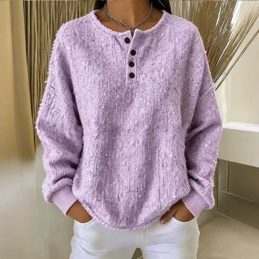 Women's Casual Loose Button Pullover Hoodie Top