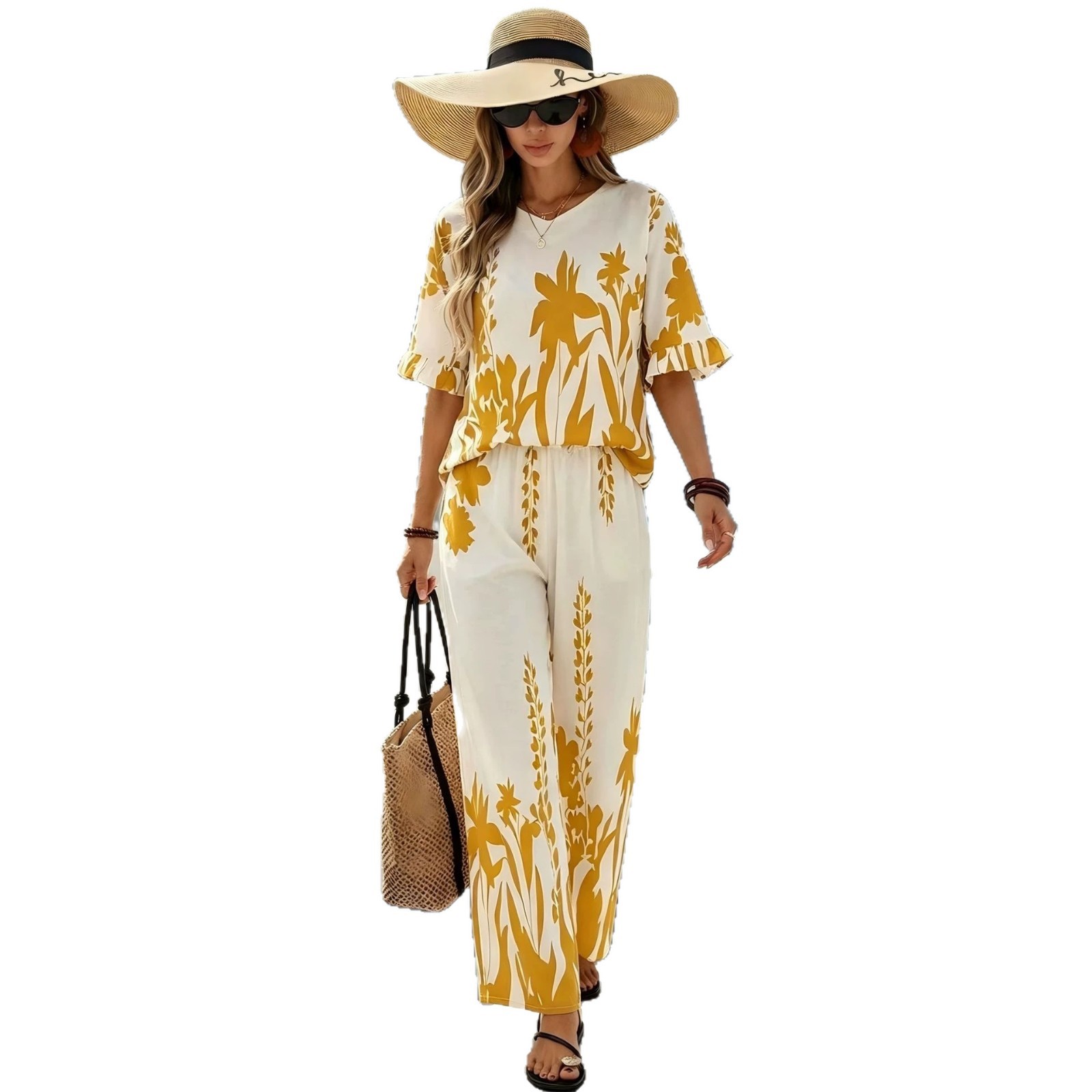 Women's Printed Summer Two-Piece Set Casual Beach Outfit