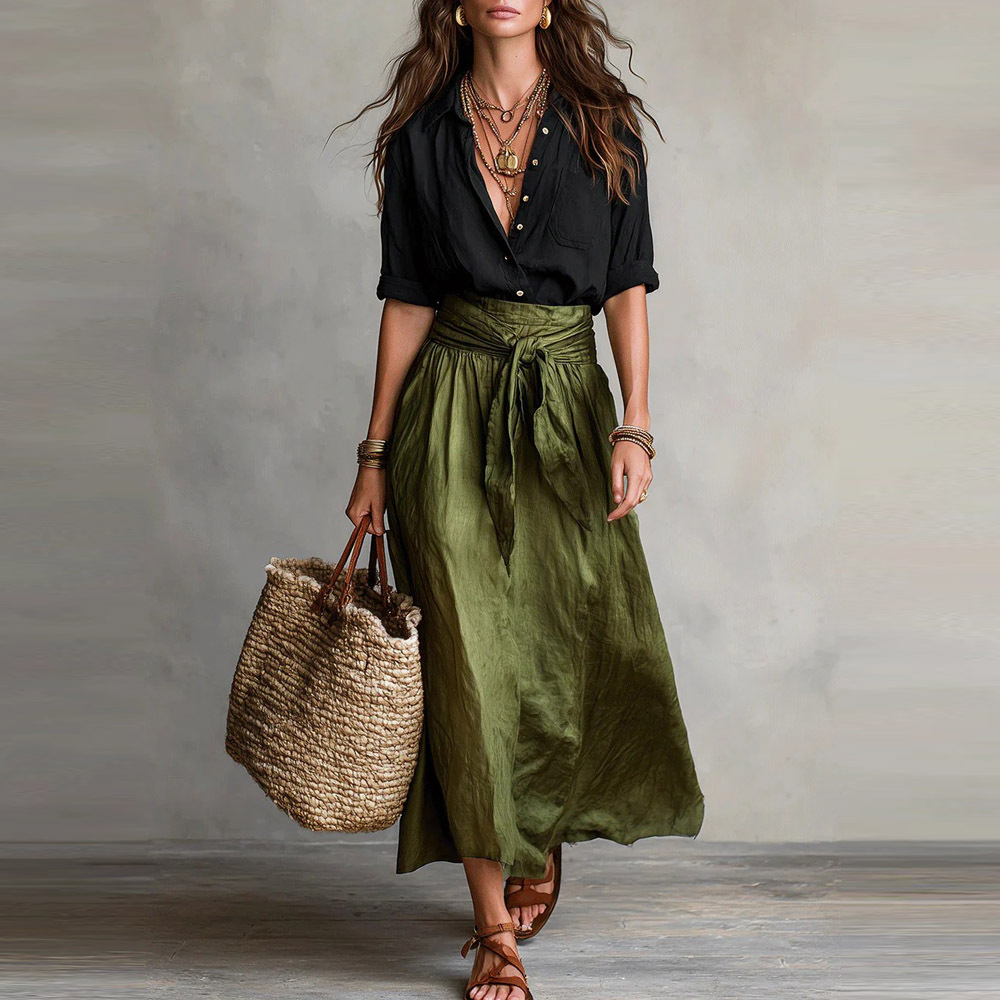 Women's V-Neck Ruffle Two-Piece Dress Set