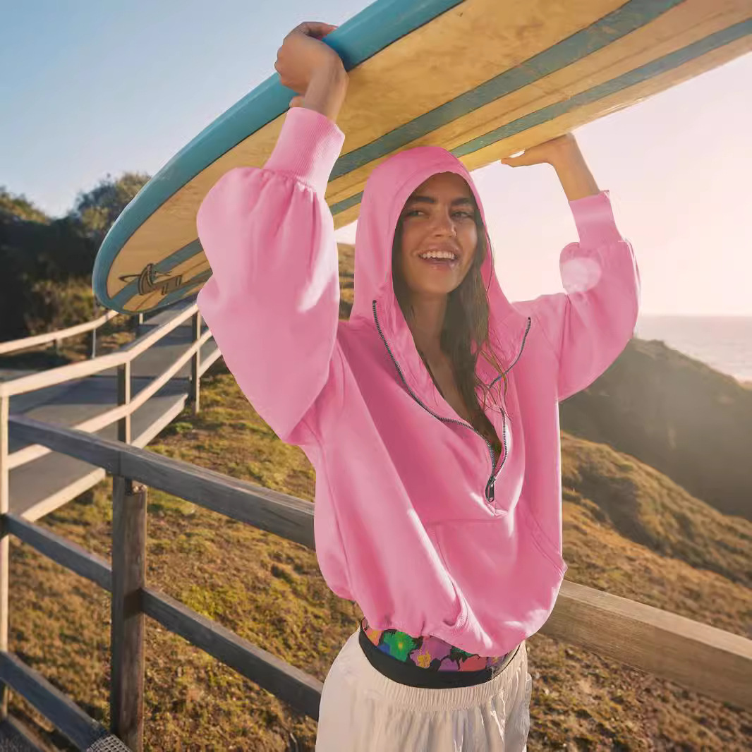 Women's Zip-Up Hoodie Drawstring Long Sleeve Sweatshirt