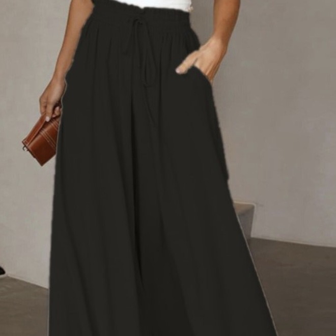 Women's Wide-Leg High-Waist Elastic Waist Pants
