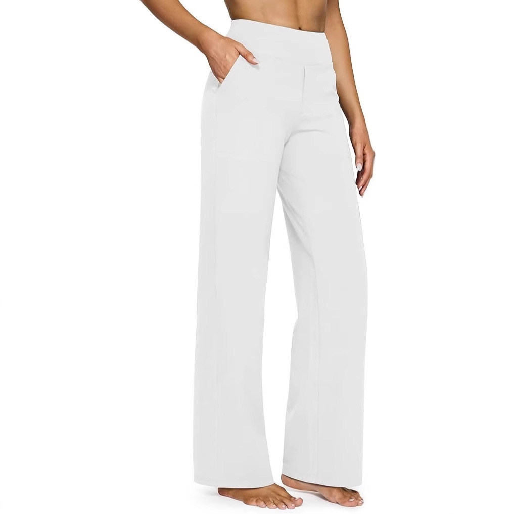High-Waist Straight-Leg Yoga Pants with Pockets