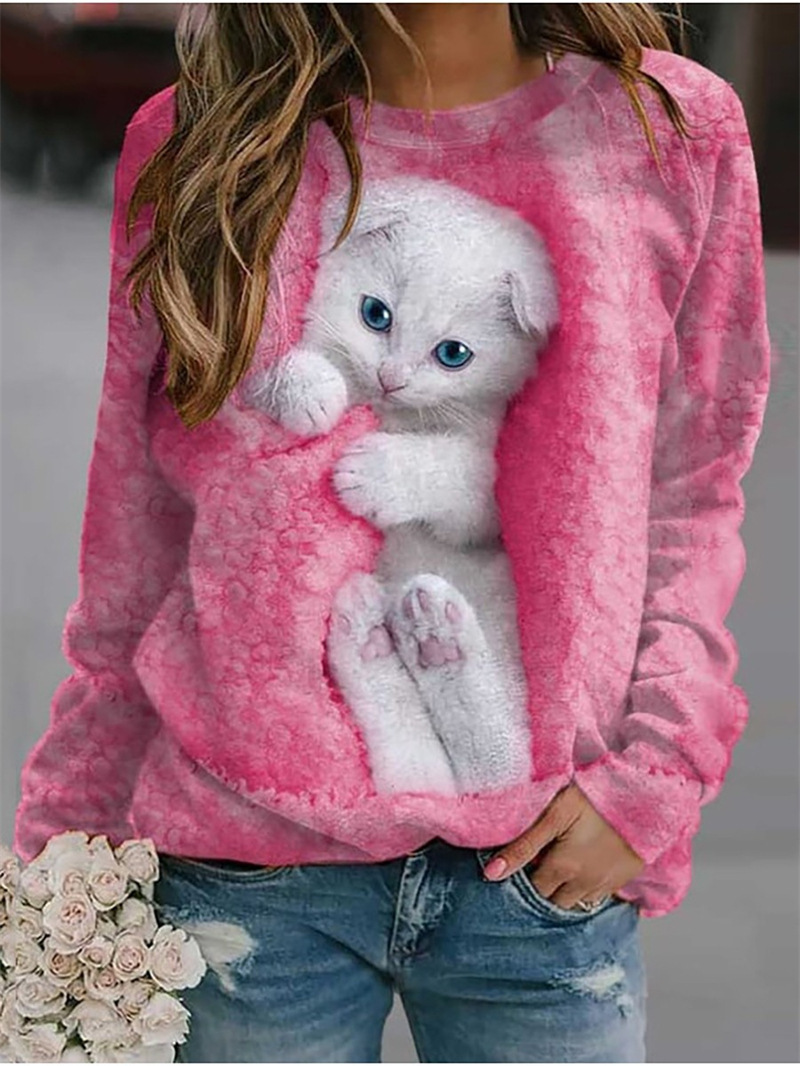 Animal Print Long-Sleeve Crewneck Sweatshirt