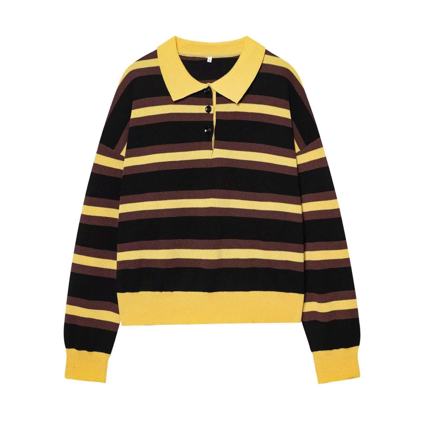 Women's Loose Striped Long-Sleeve Knit Sweater