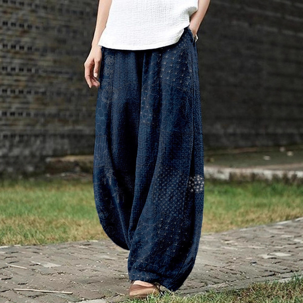 Women's Vintage Floral Print Casual Pants