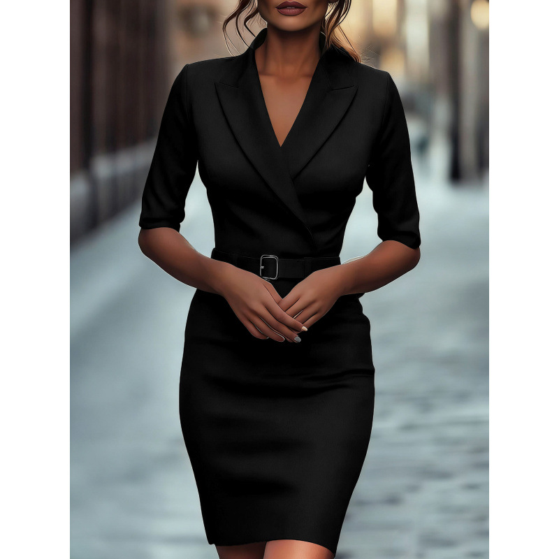 Tie-Waist Bodycon Knit Dress with High Neck and Flutter Sleeves