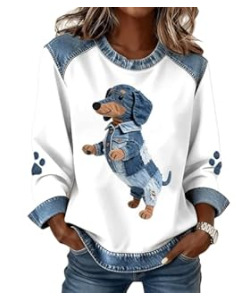 Women's Leopard Print Crewneck Sweatshirt Waffle Knit Long Sleeve