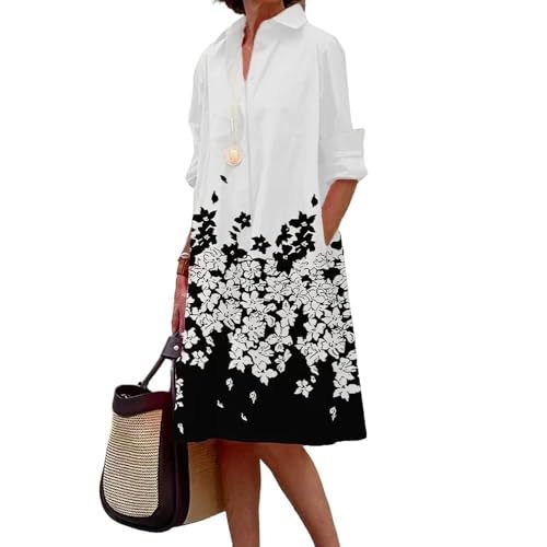 Women's Floral Print Lapel Collar Sheath Dress