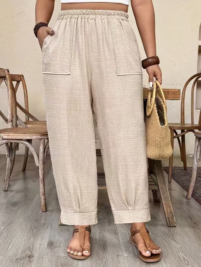 Women's Casual Loose Carrot Pants Plus Size Solid Color