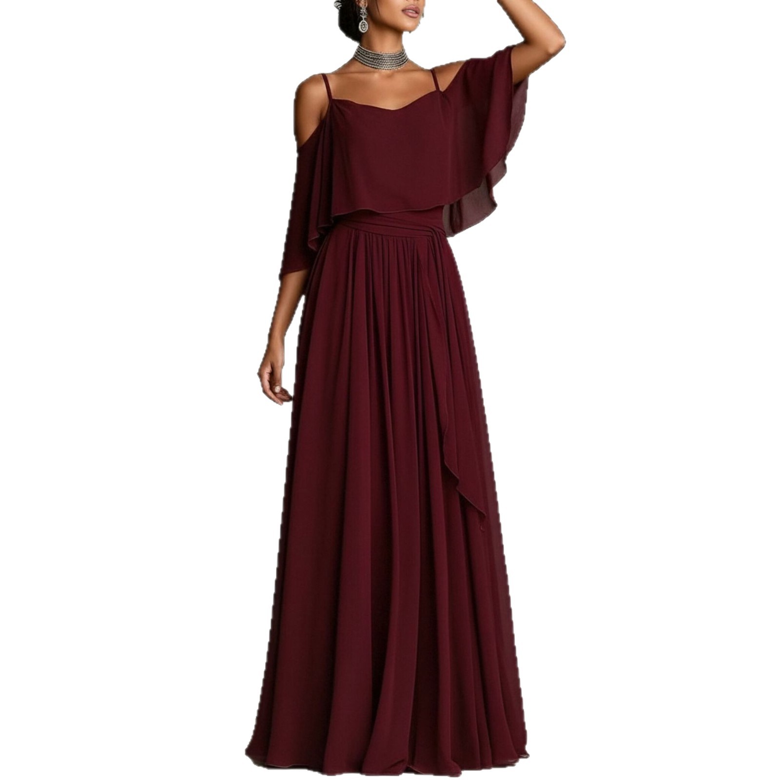 Elegant Off-Shoulder Long Dress Solid Color A-Line Party Gown