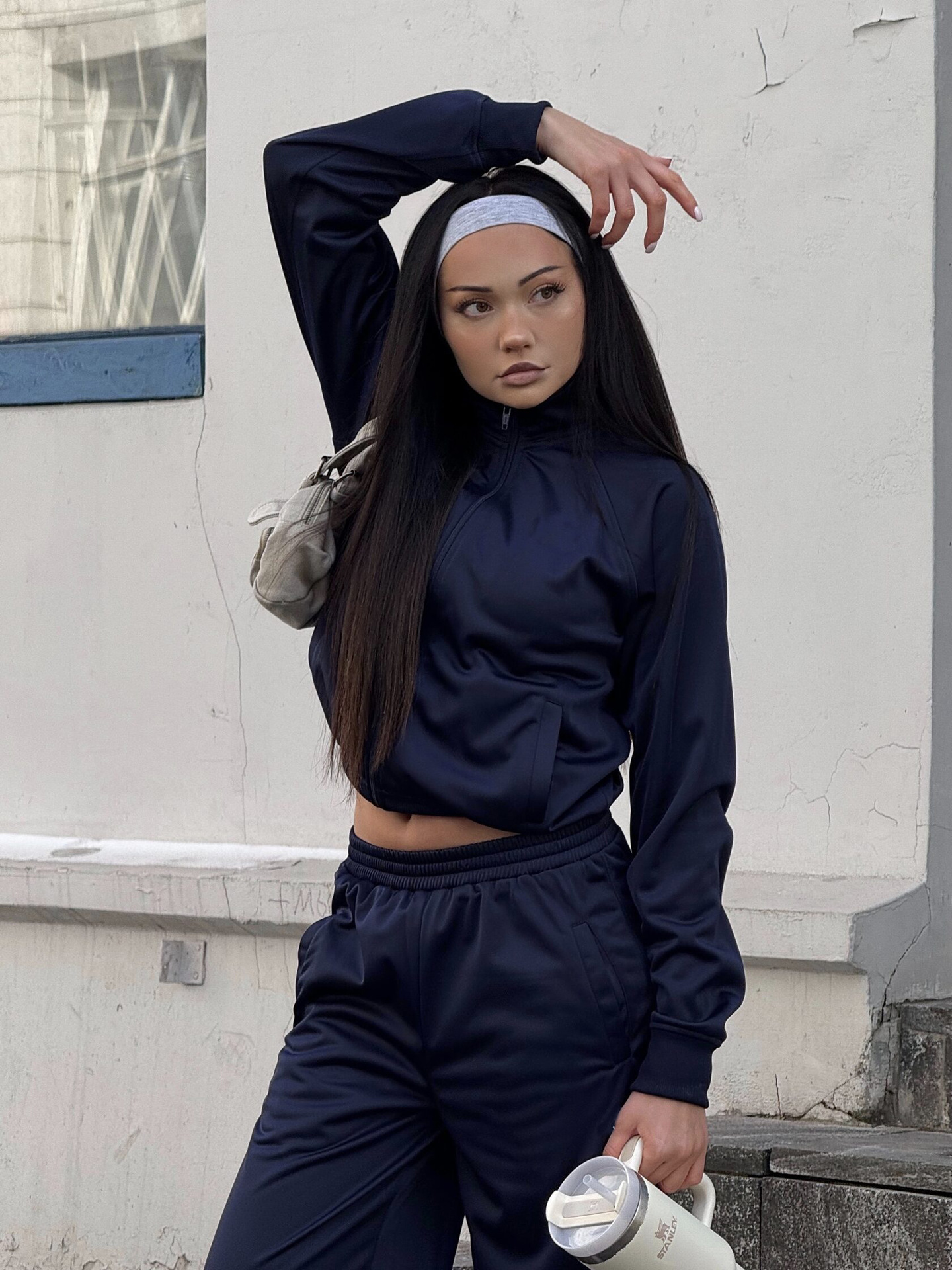 Women's Streetwear Zip-Up Jacket and Pants Set