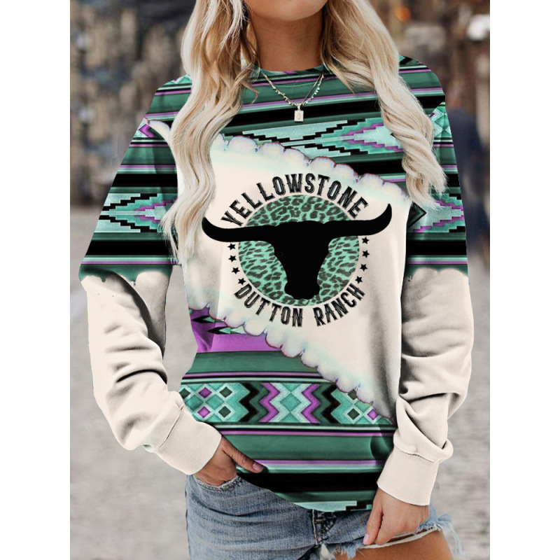 3D Print Crewneck Pullover Hoodie Women's Casual Sweatshirt