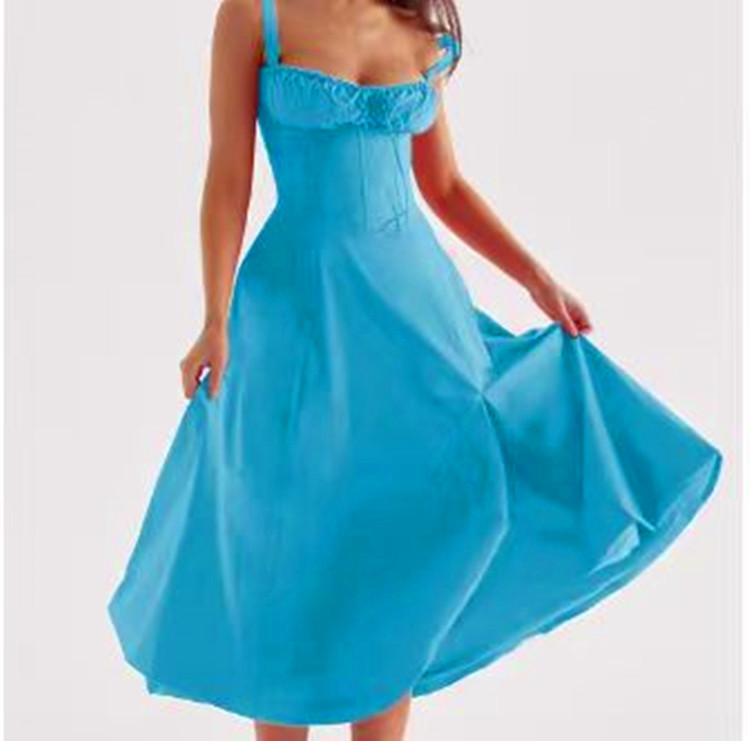 Women's Sleeveless A-Line Midi Dress Solid Color Commuter Style