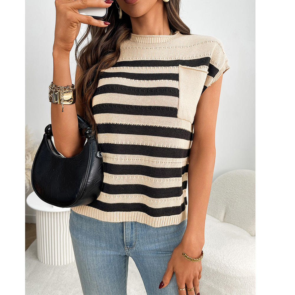 Women's Striped Crewneck Chunky Knit Sweater