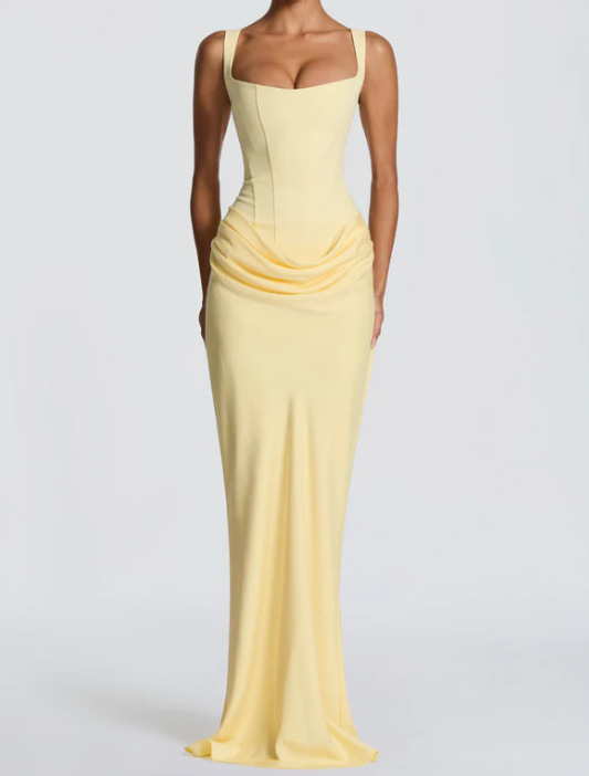 Women's Sleeveless Bodycon Maxi Dress with Corset Detail