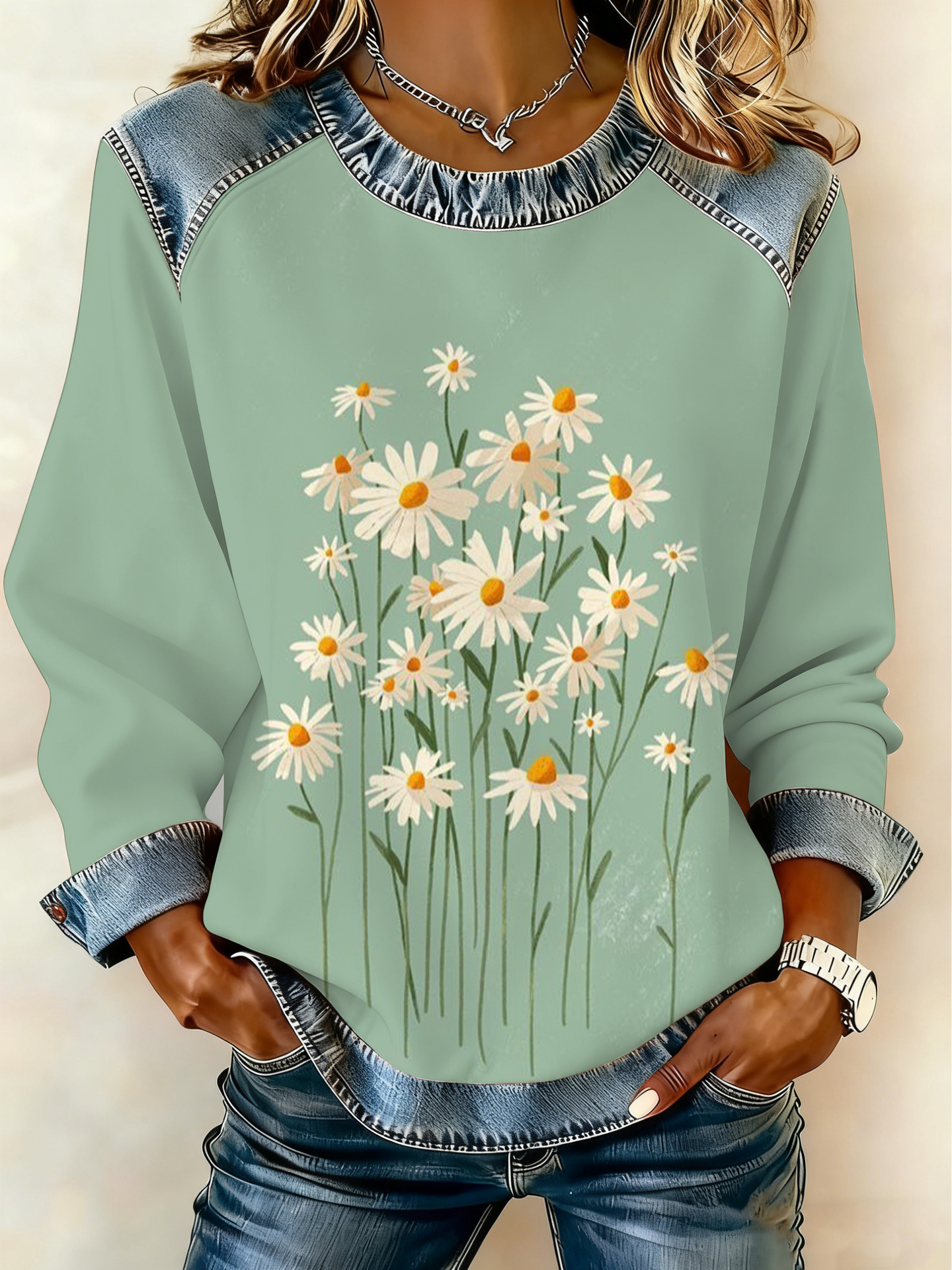 Women's Animal Lion Tiger Print Crewneck Sweatshirt