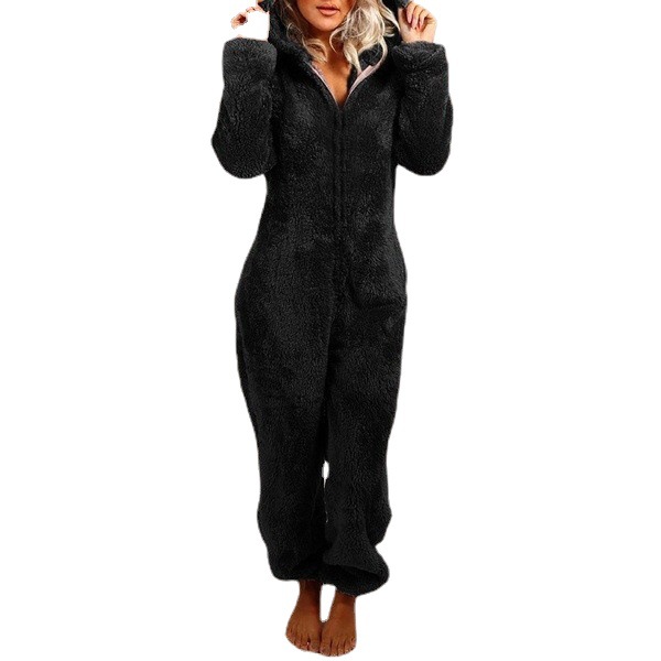 Women's Fleece-Lined Hooded Onesie Pajama
