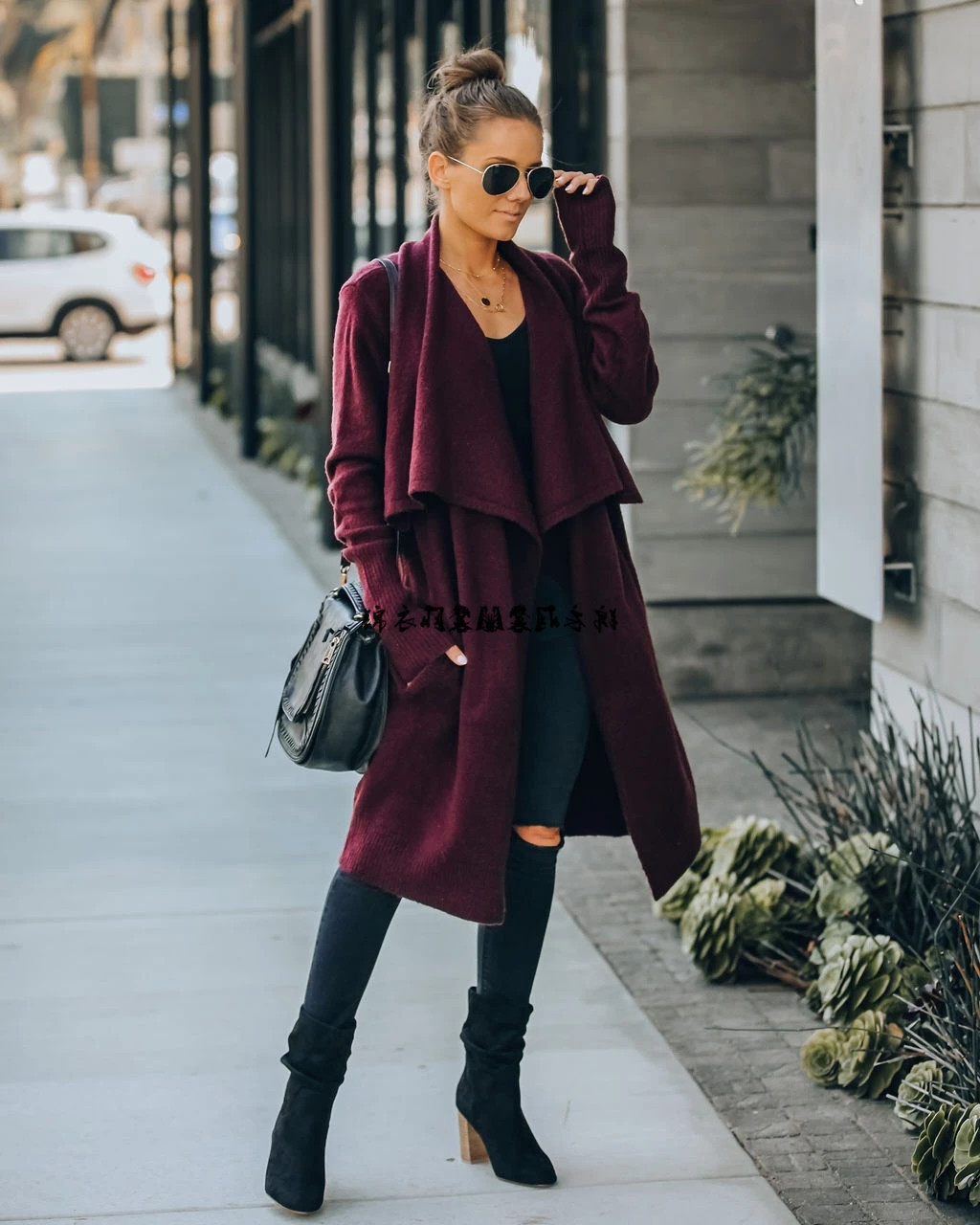 Plus Size Long Knit Cardigan Open Front Batwing Sleeve Hollow Out Solid