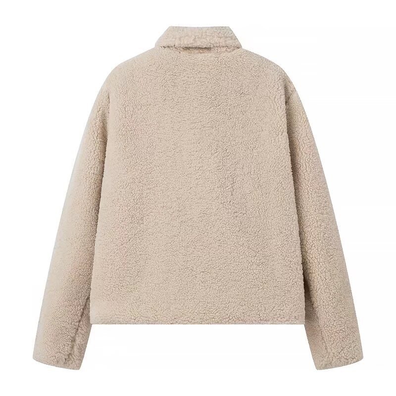 Faux Fur Coat with Lapel Collar