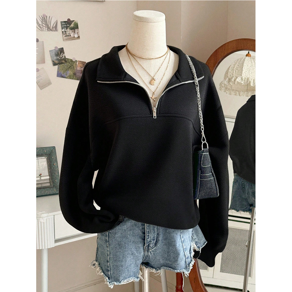 Women's Y2K Half-Zip Pullover Sweatshirt Long Sleeve